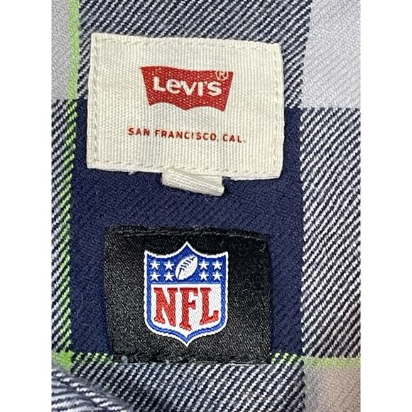 Levis-NFL Seattle Seahawks Snap Button Shirt Women’s Size XL Gray/Blue Football - Picture 12 of 16